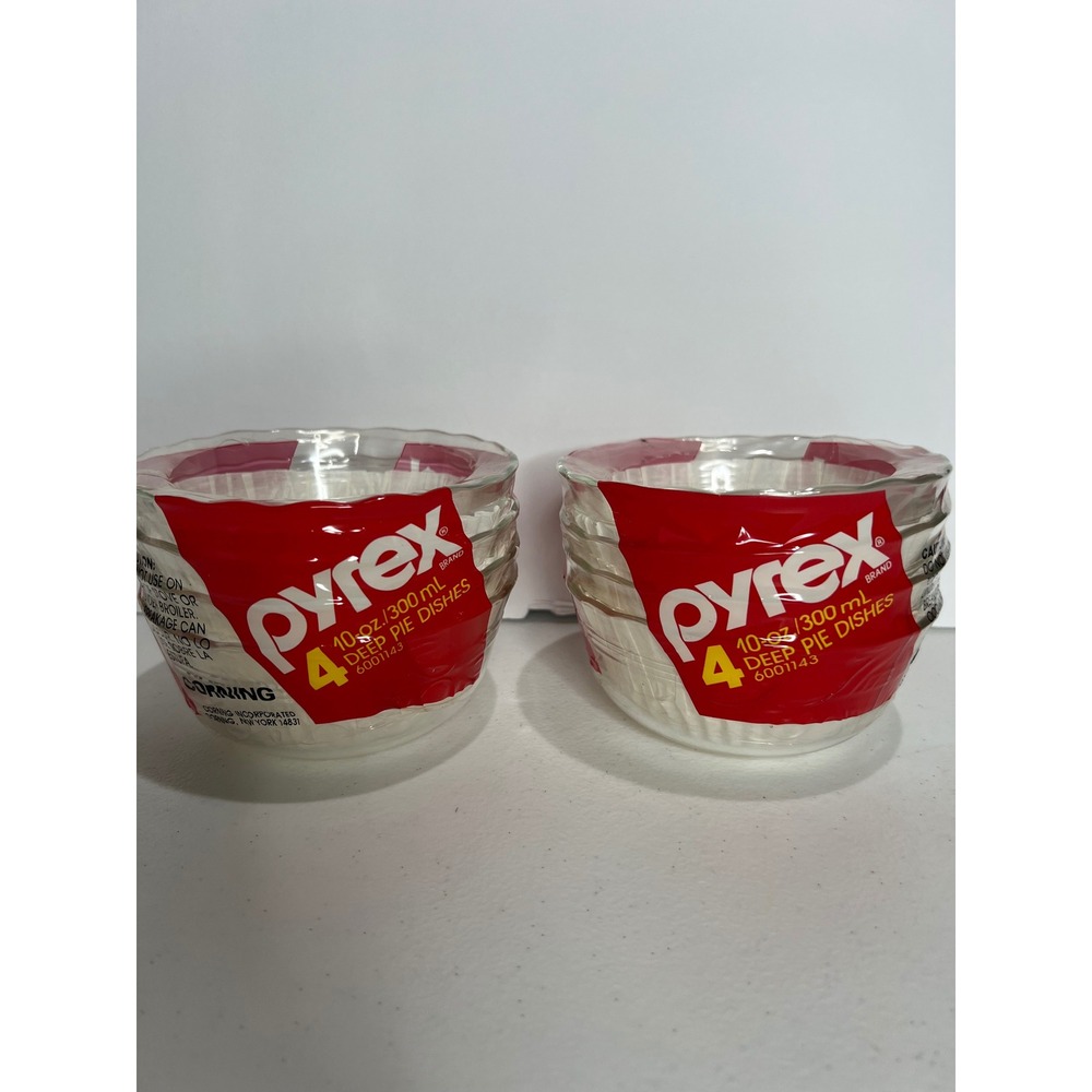 NEW VTG Pyrex 464 10-oz Glass Deep Pie Dishes CUSTARD CUPS Bake Dessert Set of 8